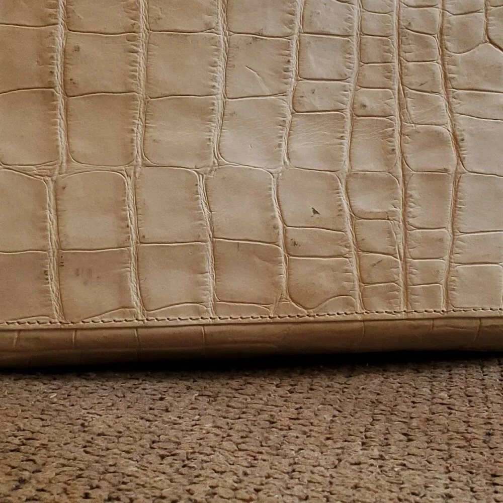 Vintage Dooney and Bourke Purse Satchel Croc Cream Ivory Nile Lock Key - Picture 14 of 16